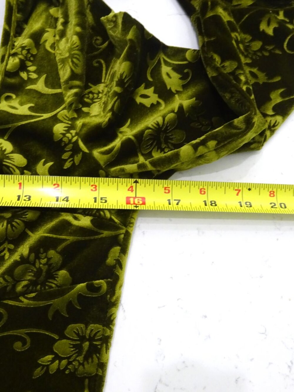 CIDER Olive Green Floral Velvet Mini Dress - Size M - Picture 11 of 14
